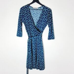 41 Hawthorn Renesme Geometric Print Jersey Knit Stitch Fix Faux Wrap Dress M